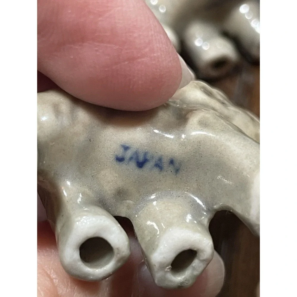 Miniature Gray Elephants Porcelain Set of 4  Made In Japan